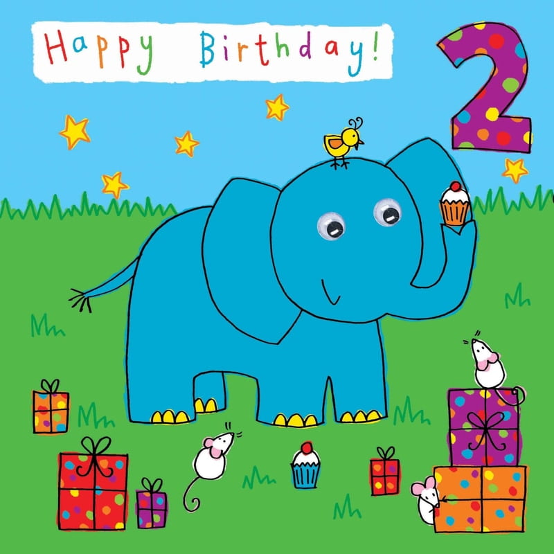 Age 2 Elephant Bubblicious Birthday Card Age 2 Elephant Bubblicious Birthday Card