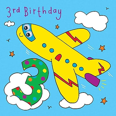 Age 3 Aeroplane Bubblicious Birthday Card