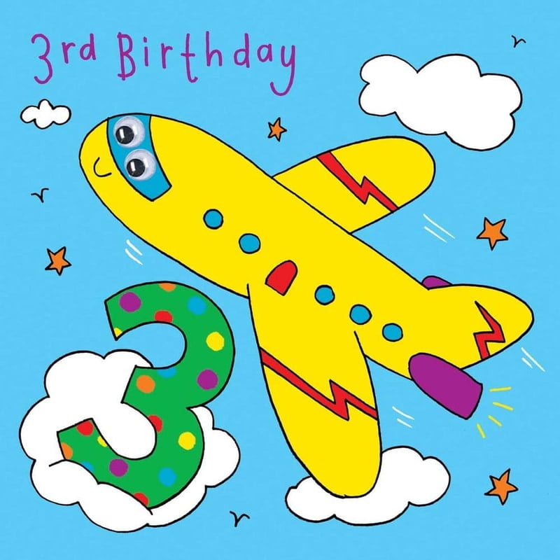 Age 3 Aeroplane Bubblicious Birthday Card Age 3 Aeroplane Bubblicious Birthday Card