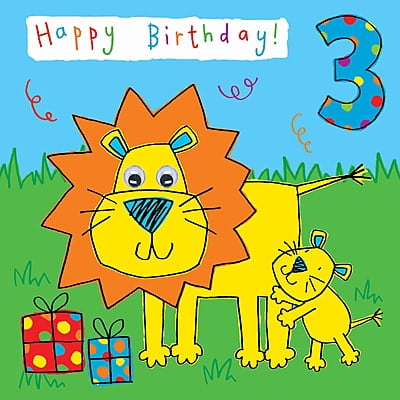 Age 3 Lion Bubblicious Birthday Card
