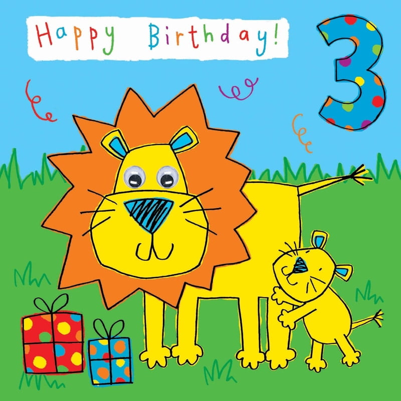 Age 3 Lion Bubblicious Birthday Card Age 3 Lion Bubblicious Birthday Card