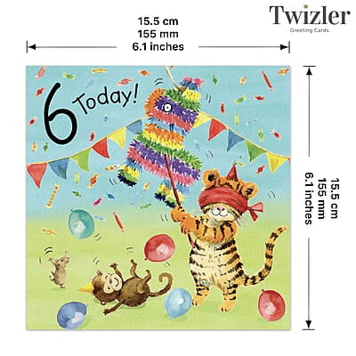 Age 6 Pinata Bubblicious Birthday Card