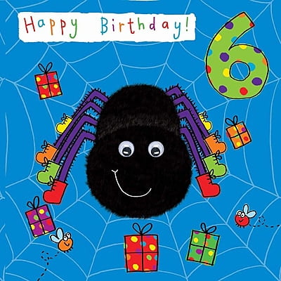 Age 6 Spider Bubblicious Birthday Card
