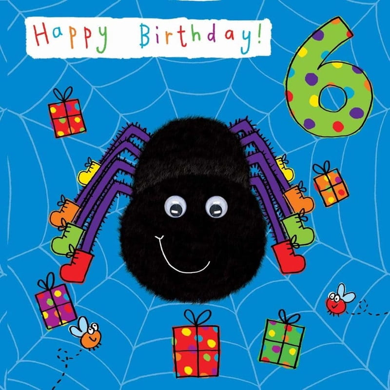 Age 6 Spider Bubblicious Birthday Card Age 6 Spider Bubblicious Birthday Card