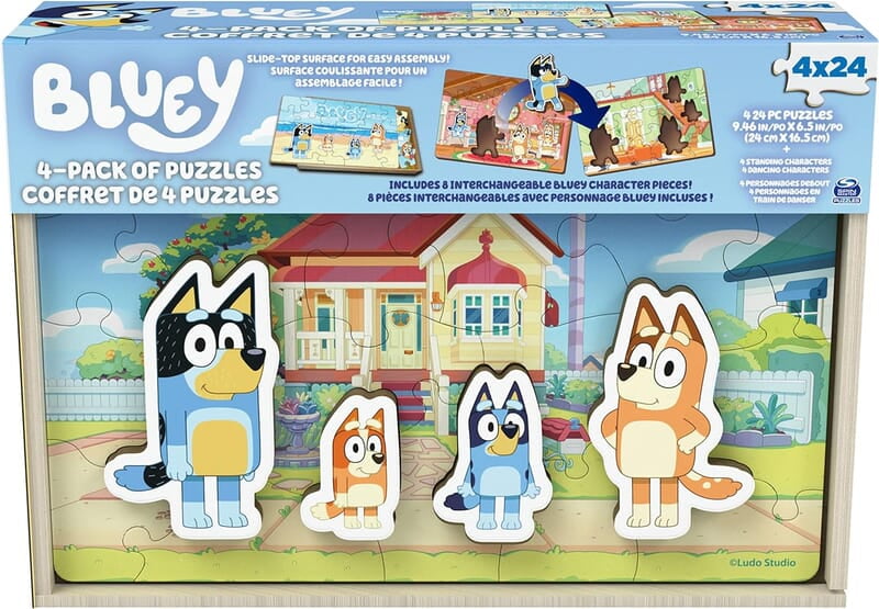 Bluey 4-Pack of Wooden Puzzles with Bingo, Mum, and Dad Bluey 4-Pack of Wooden Puzzles with Bingo, Mum, and Dad