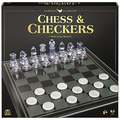 Clear Chess & Checkers Set with Glass Gameboard