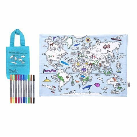 EatSleepDoodle World Map (Animals & Sealife) Placemat To Go - Colour-In & Learn EatSleepDoodle World Map (Animals & Sealife) Placemat To Go - Colour-In & Learn