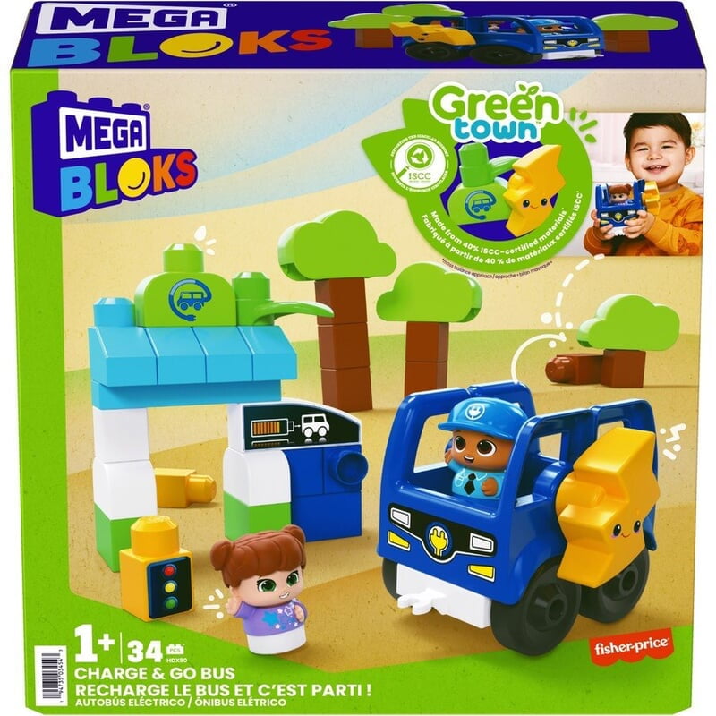 Fisher Price Mega Bloks Green Town Charge & Go Bus Fisher Price Mega Bloks Green Town Charge & Go Bus