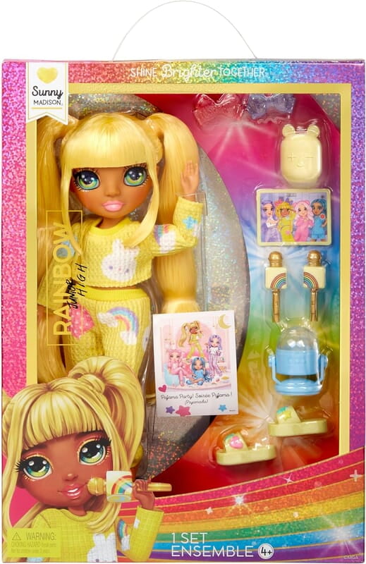 Rainbow High Jr High PJ Party - Sunny, Yellow 9" Posable Blonde Fashion Doll Rainbow High Jr High PJ Party - Sunny, Yellow 9" Posable Blonde Fashion Doll