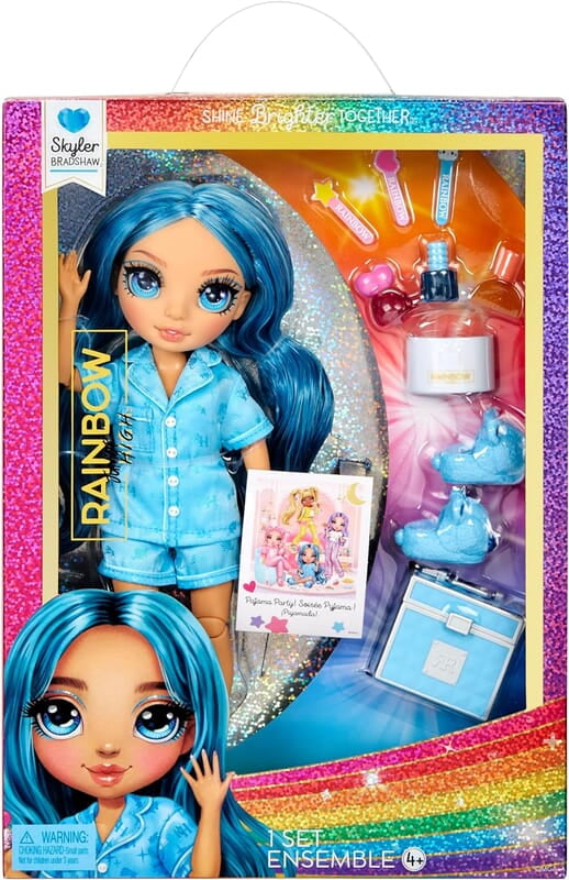 Rainbow High Jr High PJ Party Skyler (Blue) 9" Posable Doll in a Satin PJ Set Rainbow High Jr High PJ Party Skyler (Blue) 9" Posable Doll in a Satin PJ Set