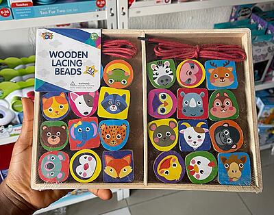 Real Wood Toys Wooden Lacing Beads - 24 Pcs.